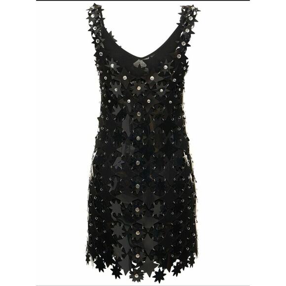 NEW $1920 Paco Rabanne RABANNE Star Embellished Mesh Mini Dresssz 36 Bla… - Picture 8 of 16